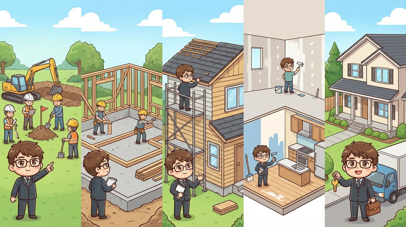 着工から竣工までの施工工程を詳しく解説