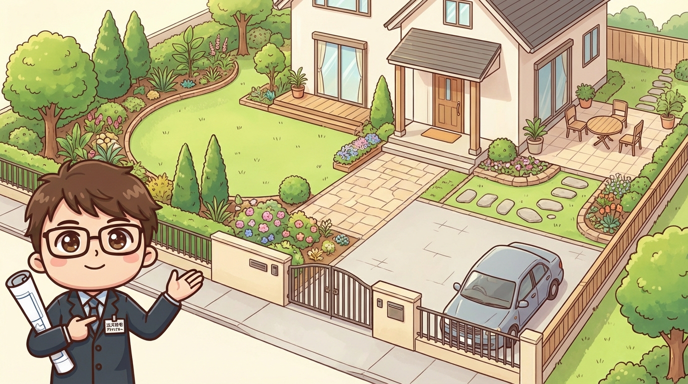 外構費用の予算配分モデルケース