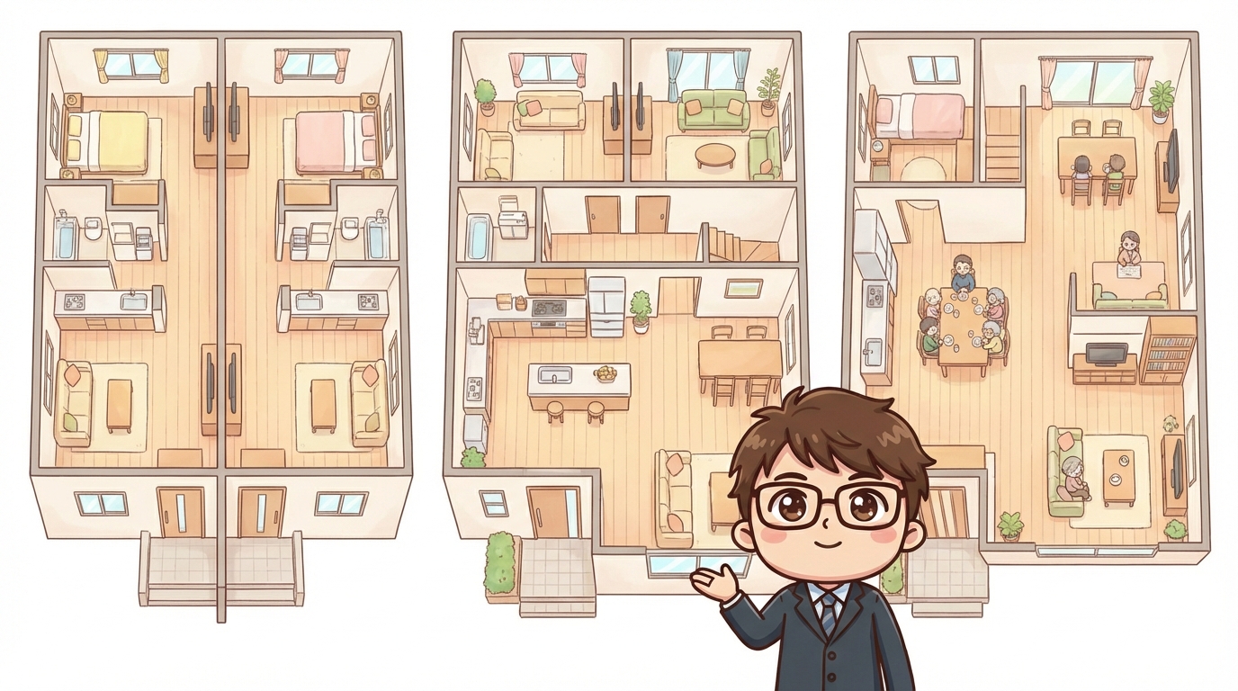 二世帯住宅の間取り3タイプ|完全分離・共有・同居型