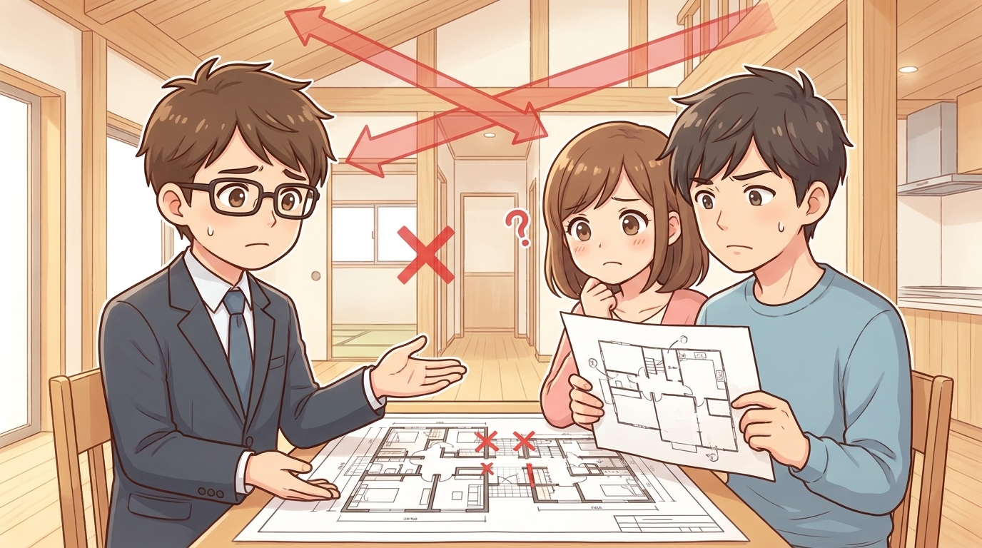 【後悔②】「一条ルール」で間取りが思い通りにならない