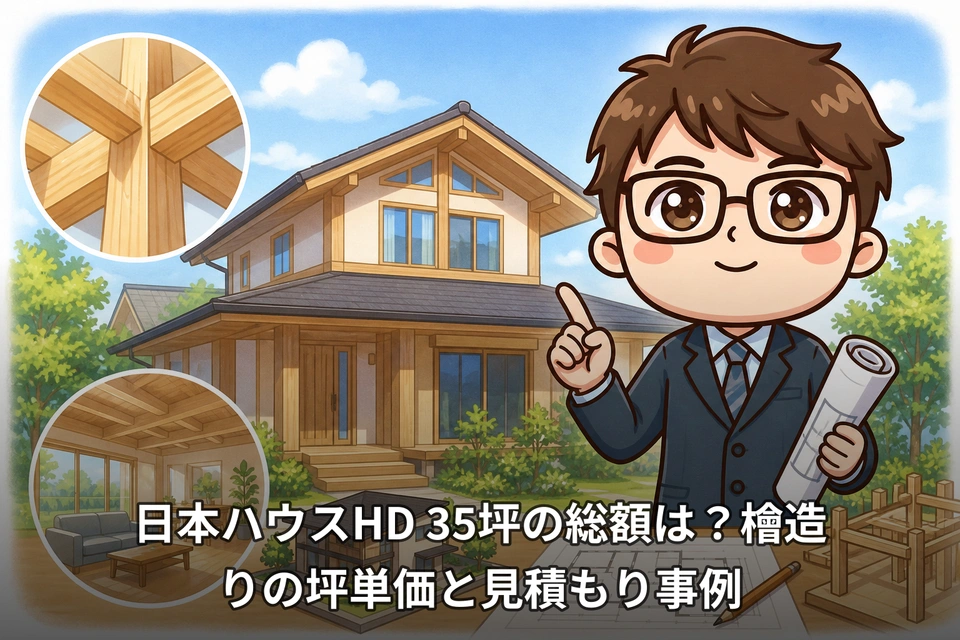 日本ハウスHD 35坪の総額は?檜造りの坪単価と見積もり事例