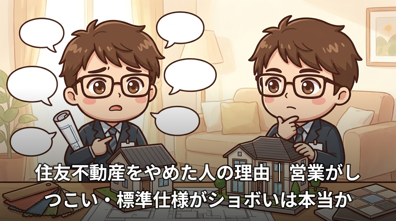 住友不動産をやめた人の理由|営業がしつこい・標準仕様がショボいは本当か