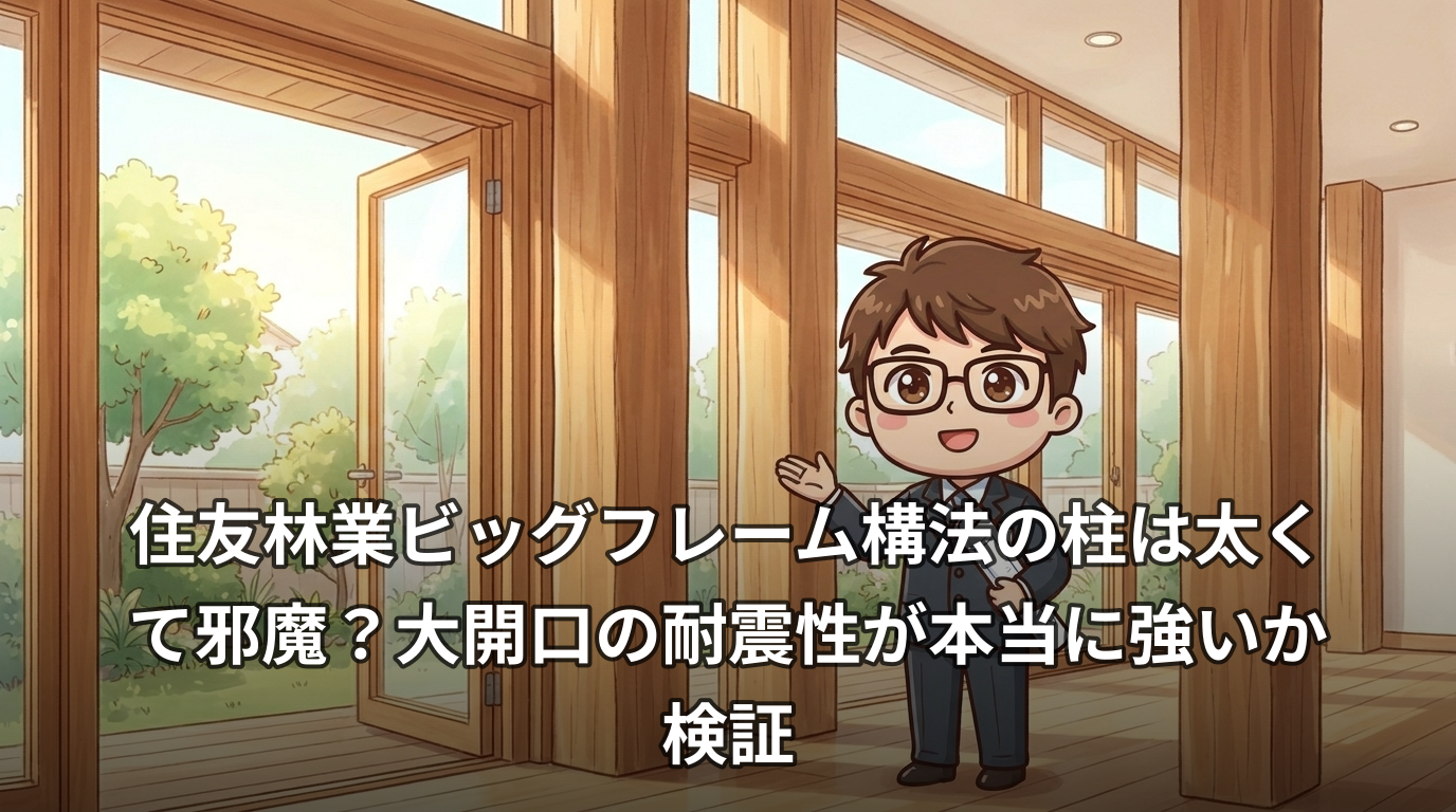 住友林業ビッグフレーム構法の柱は太くて邪魔?大開口の耐震性が本当に強いか検証
