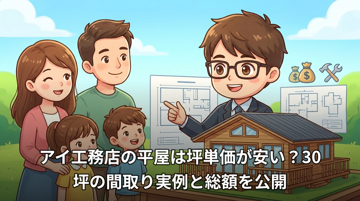 アイ工務店の平屋は坪単価が安い?30坪の間取り実例と総額を公開