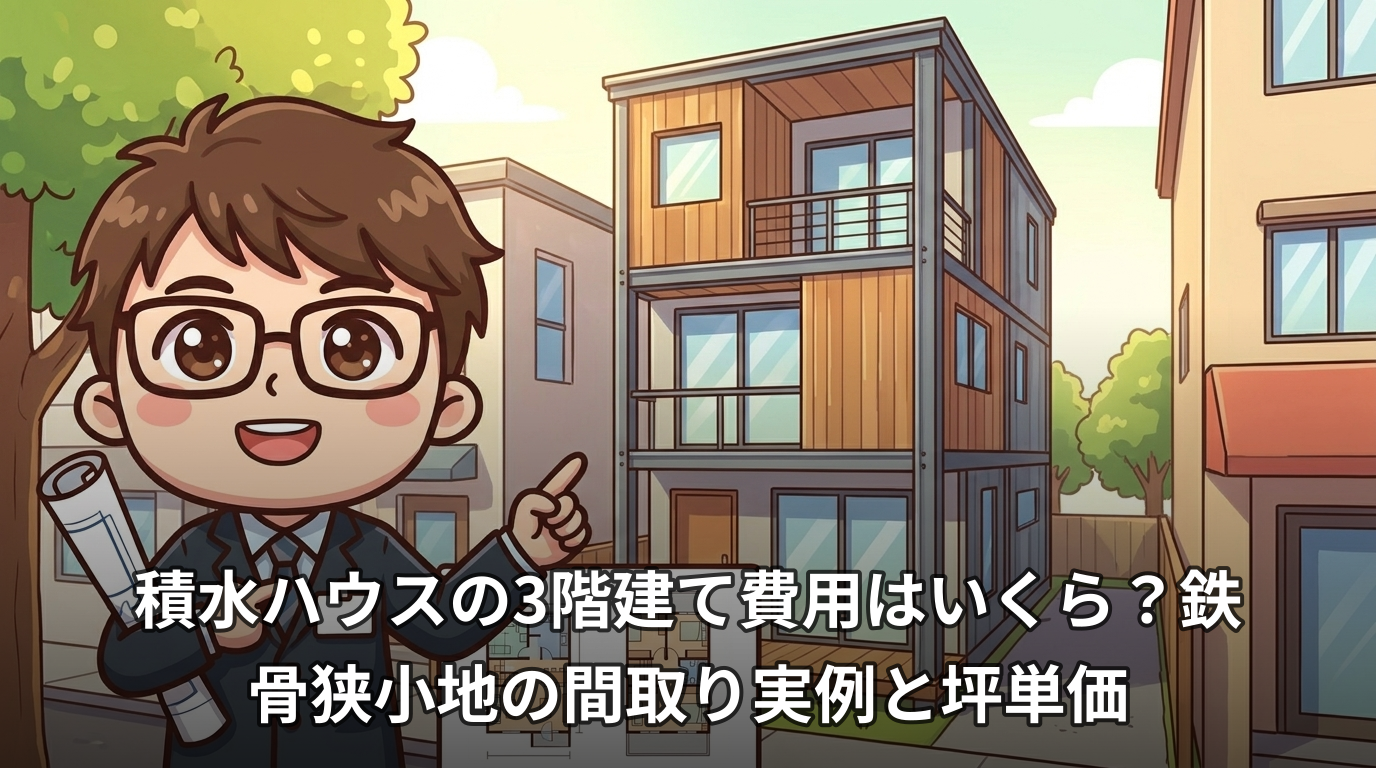 積水ハウスの3階建て費用はいくら?鉄骨狭小地の間取り実例と坪単価