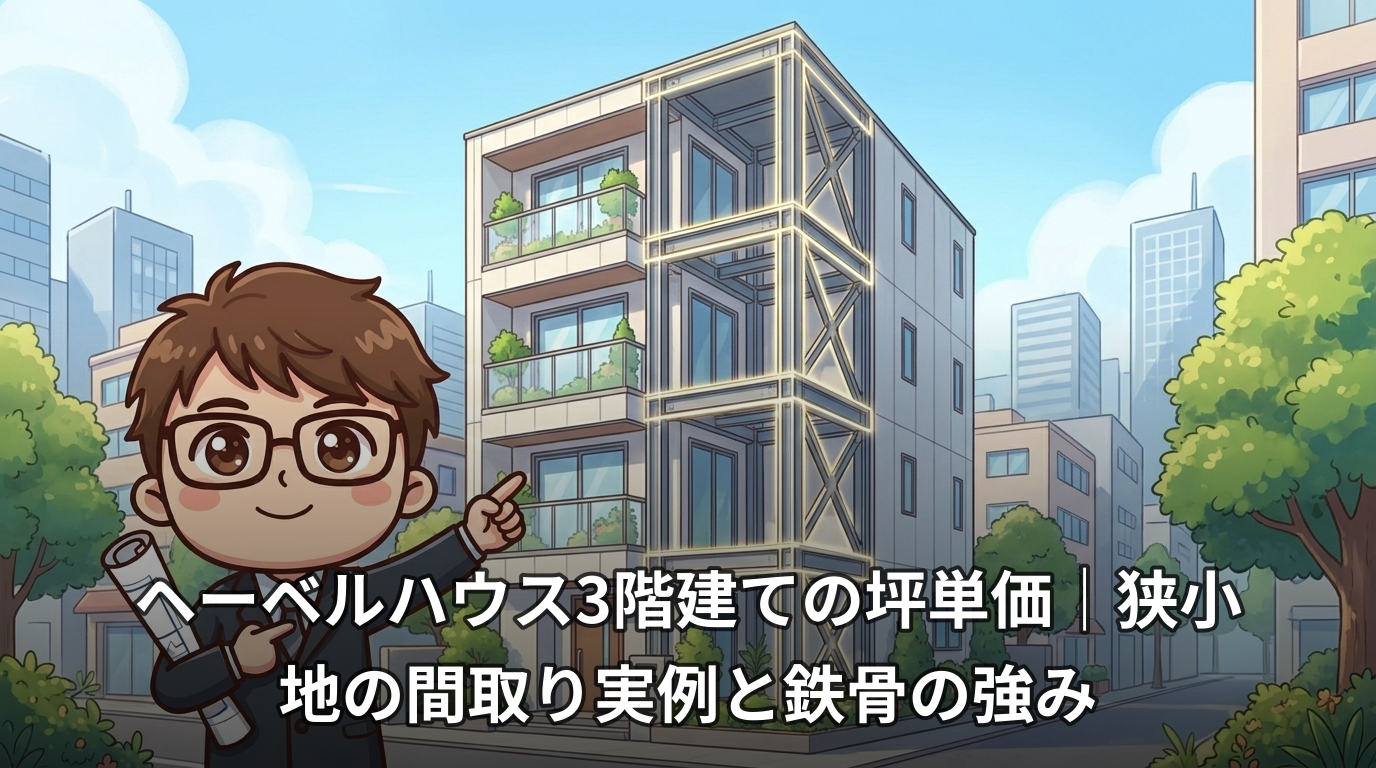 ヘーベルハウス3階建ての坪単価|狭小地の間取り実例と鉄骨の強み