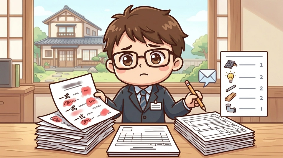 「一式」表記が多い項目は要注意｜内訳を出してもらう依頼文例